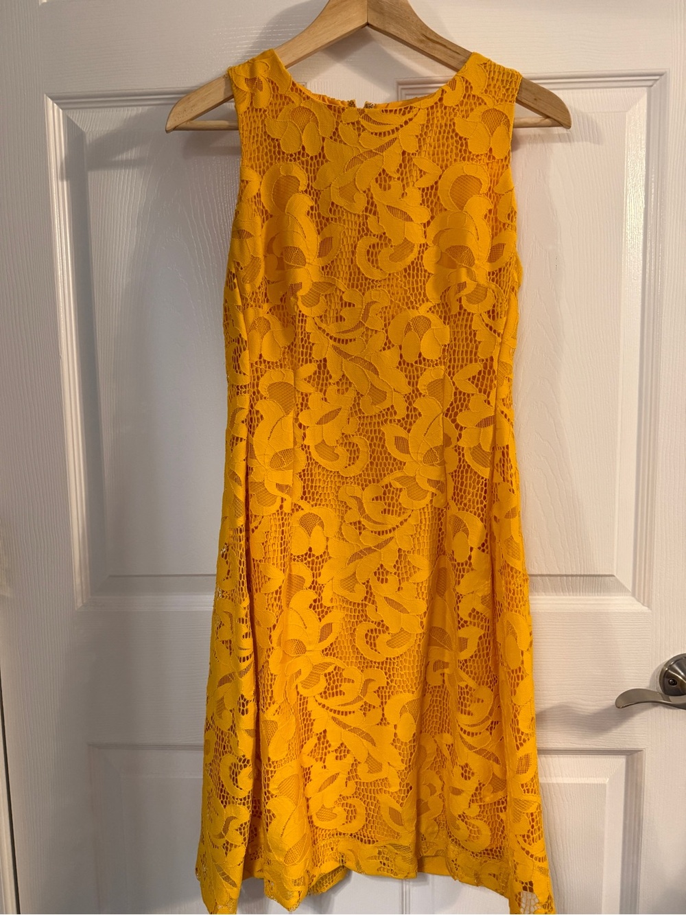 eva mendes for New York & Company Yellow Lace A-Line Midi Dress